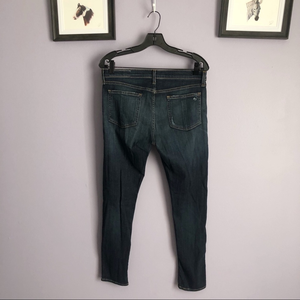 Rag & Bone Capri Dark Wash Distressed Skinny Denim Jeans in Coulette - Picture 3 of 7